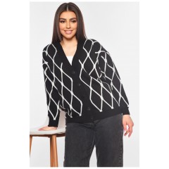 Женский кардиган черного цвета с принтом 199698L