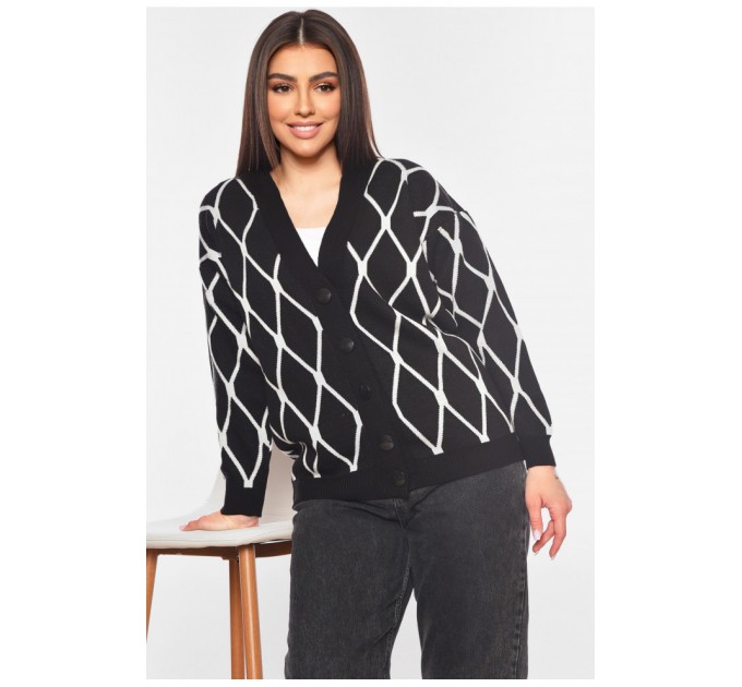 Женский кардиган черного цвета с принтом 199698L