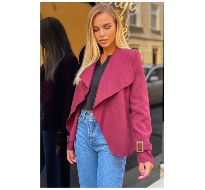 Женский кардиган однотонный темно-фиолетового цвета 199774L