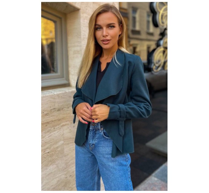 Кардиган женский однотонный изумрудного цвета 199775L