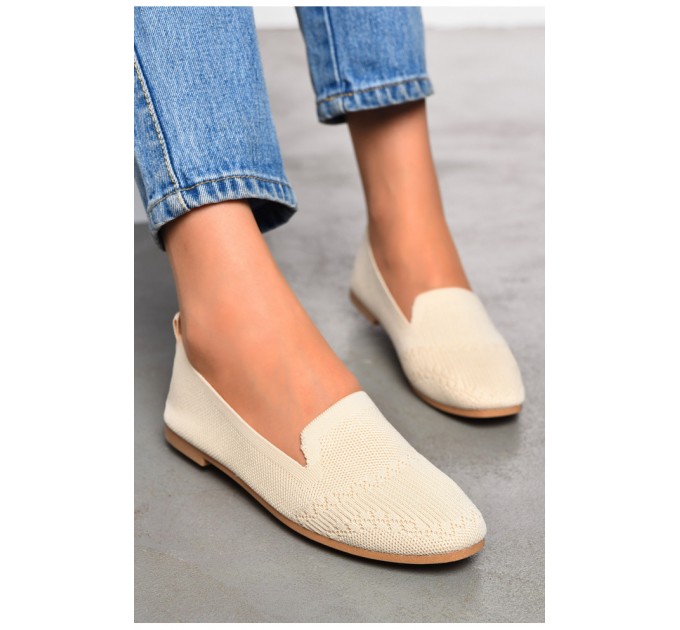 Балетки женские бежевого цвета вязаные 199934L