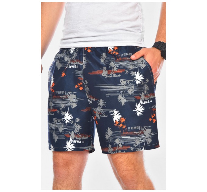 Шорти чоловічі темно-синього кольору з принтом 199947L