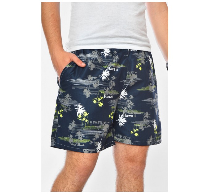 Шорти чоловічі темно-синього кольору з принтом 199951L