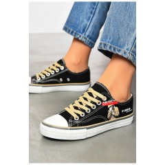 Кеди жіночі чорного кольору на шнурівці 200094L