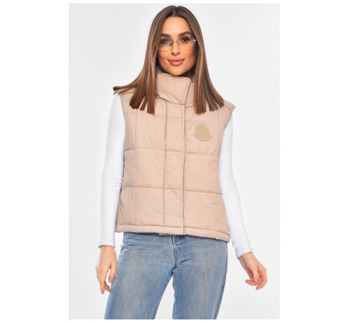 Жилетка жіноча однотонна бежевого кольору 200299L
