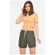Шорти жіночі однотонні кольору хакі 200942L