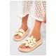 Шлепанцы женские бежевого цвета 201072L