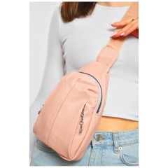 Бананка жіноча однотонна з екошкіри рожевого кольору 201200L