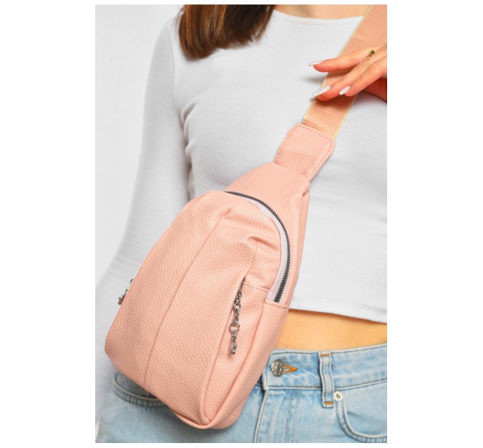 Бананка жіноча однотонна з екошкіри рожевого кольору 201200L