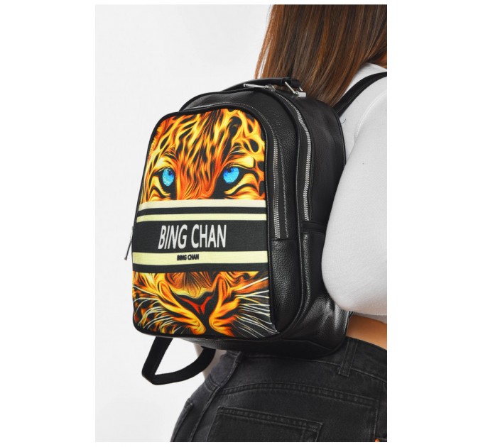 Женский рюкзак из экокожи черного цвета 201254L