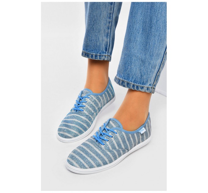 Мокасини жіночі блакитного кольору на шнурівці 201313L