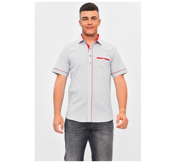 Сорочка чоловіча білого кольору з принтом 201372L