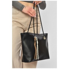 Сумка жіноча з екошкіри чорного кольору 201804L Сумка жіноча з екошкіри чорного кольору 201804L