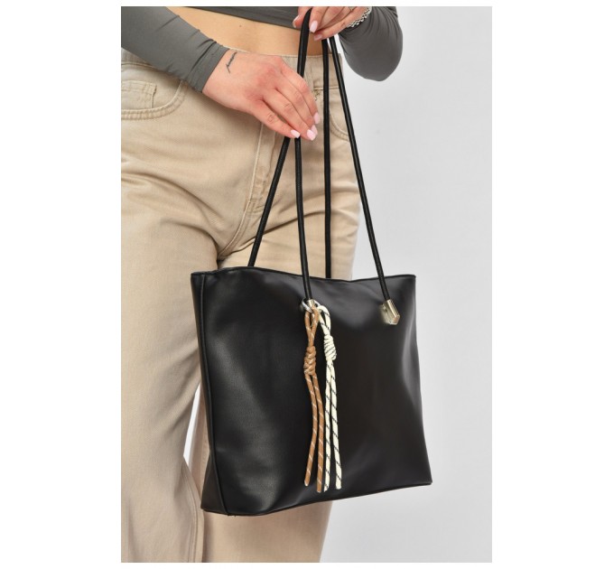 Сумка жіноча з екошкіри чорного кольору 201804L