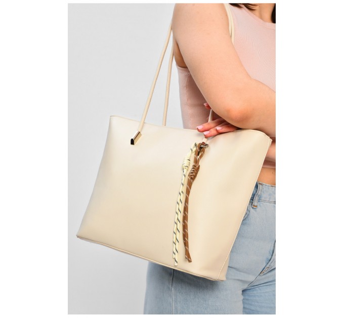 Сумка женская из экокожи молочного цвета 201807L