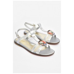 Босоножки для девочки серебристого цвета 202179L