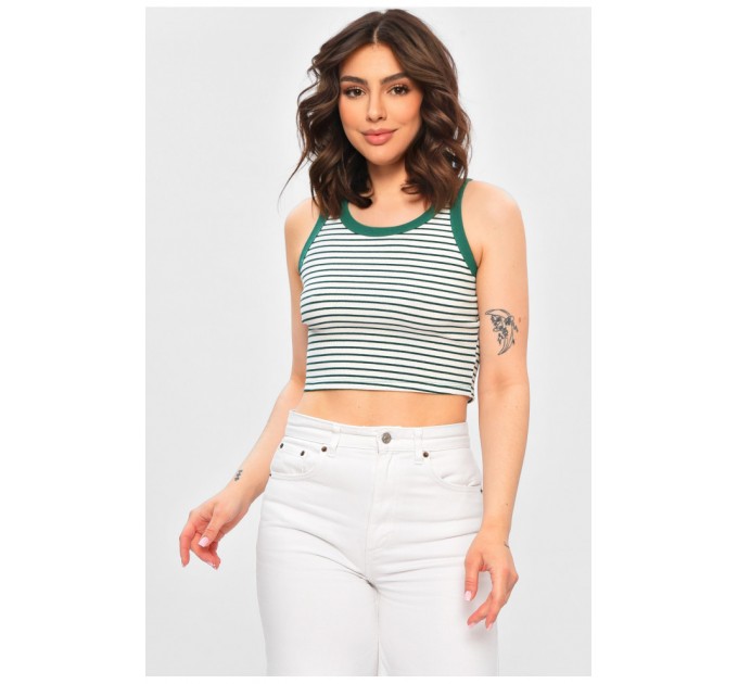 Майка жіноча в рубчик зеленого кольору у смужку 202274L