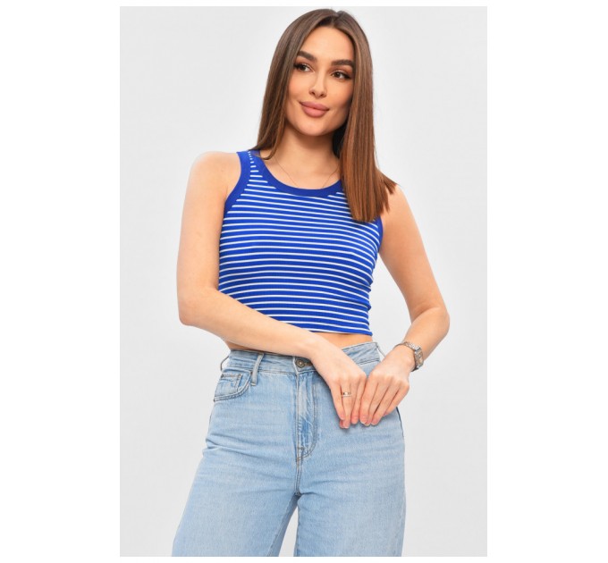 Майка жіноча в рубчик синього кольору у смужку 202275L