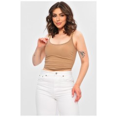 Топ жіночий однотонний бежевого кольору 202292L