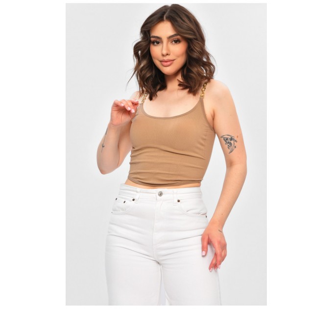 Топ жіночий однотонний бежевого кольору 202292L