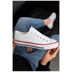 Кеди жіночі текстильні білого кольору на шнурівці 202841L