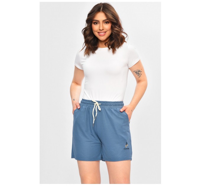 Шорты женские однотонные синего цвета 202860L