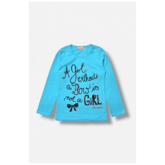 Лонгслів дитячий для дівчинки блакитного кольору на невеличкому флісі 202906L