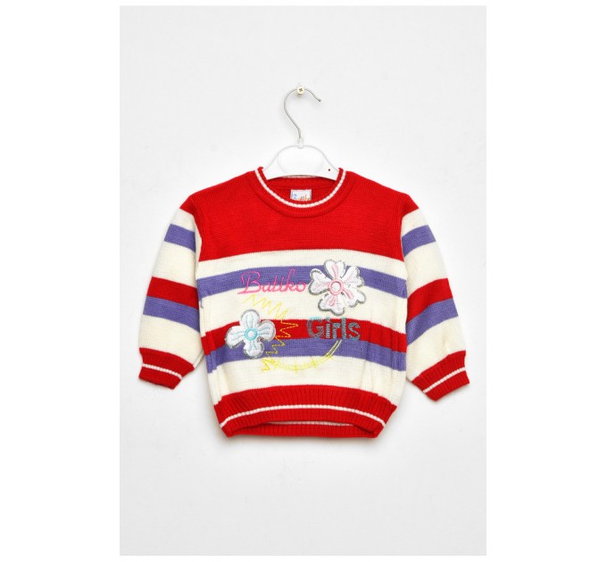Светр дитячий червоно-білого кольору в смужку 202916L