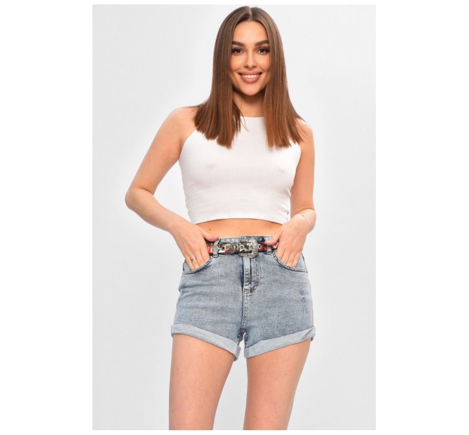 Шорты женские джинсовые синего цвета 202986L