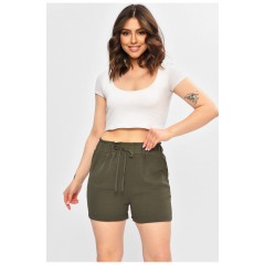 Шорты женские однотонные цвета хаки 203014L