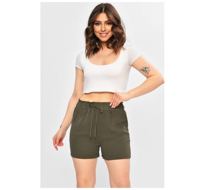 Шорты женские однотонные цвета хаки 203014L