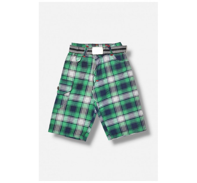 Бриджи детские для мальчика зеленого цвета в клетку 203120L