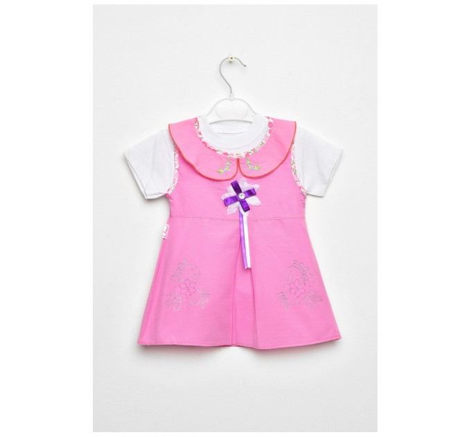Сарафан+футболка дитячі для дівчинки світло-рожевого кольору 203139L