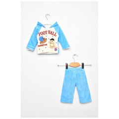 Костюм дитячий для хлопчика блакитного кольору з принтом 203440L