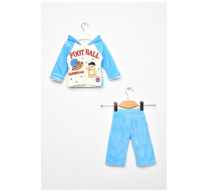Костюм дитячий для хлопчика блакитного кольору з принтом 203440L
