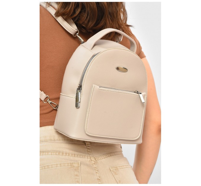 Рюкзак жіночий з екошкіри світло-сірого кольору 203708L