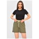 Шорти жіночі однотонні кольору хакі 203867L Шорти жіночі однотонні кольору хакі 203867L