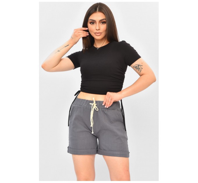 Шорти жіночі однотонні сірого кольору 203868L