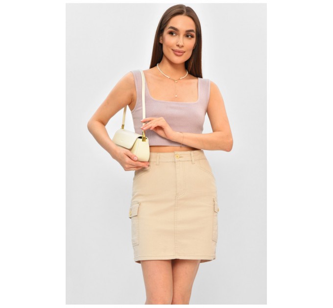 Спідниця жіноча однотонна бежевого кольору 203872L