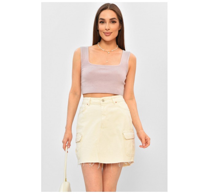 Женская юбка однотонная светло-бежевого цвета 203874L