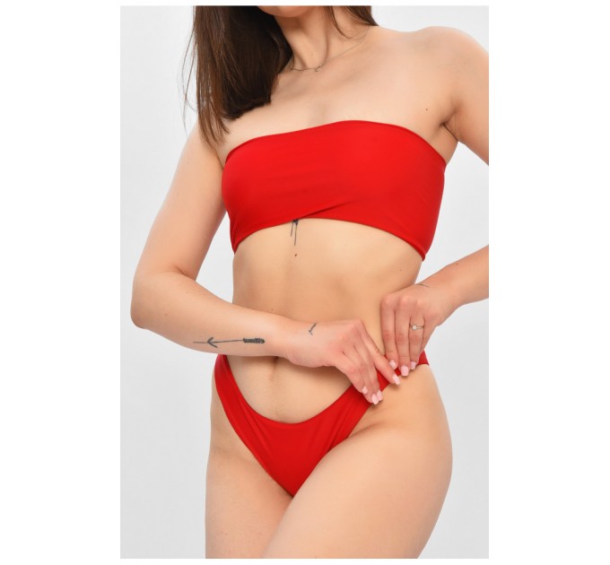 Женский купальник однотонный красного цвета 204167L