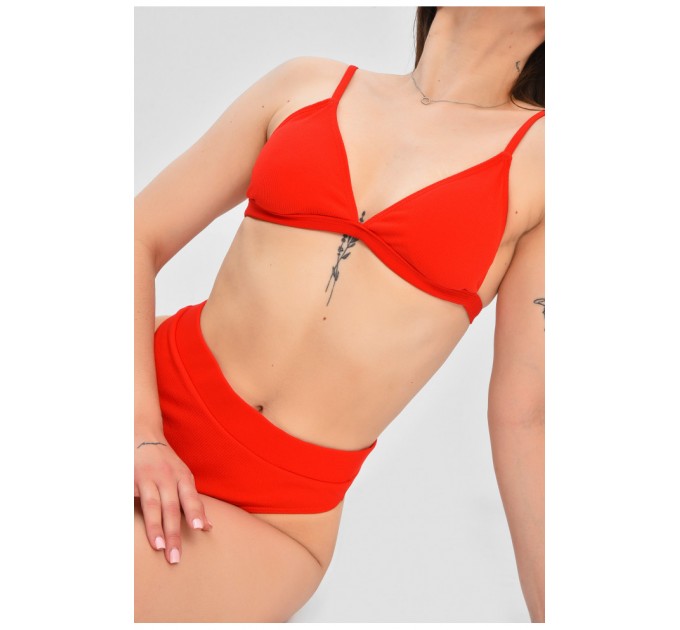Женский купальник однотонный красного цвета 204170L