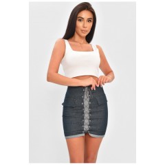 Женская юбка однотонная синего цвета 204444L