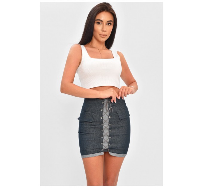 Женская юбка однотонная синего цвета 204444L