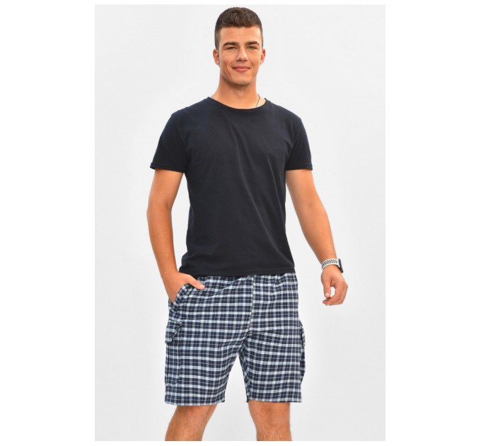 Шорти чоловічі батальні темно-синього з принтом 204558L