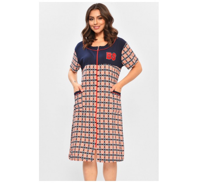 Халат женский батальный темно-синего цвета с принтом 204596L