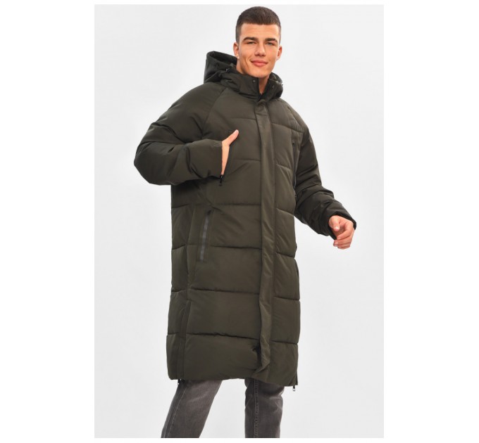 Куртка мужская удлиненная еврозима темно-зеленого цвета 205012L