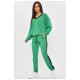 Костюм жіночий однотонний зеленого кольору 205083L
