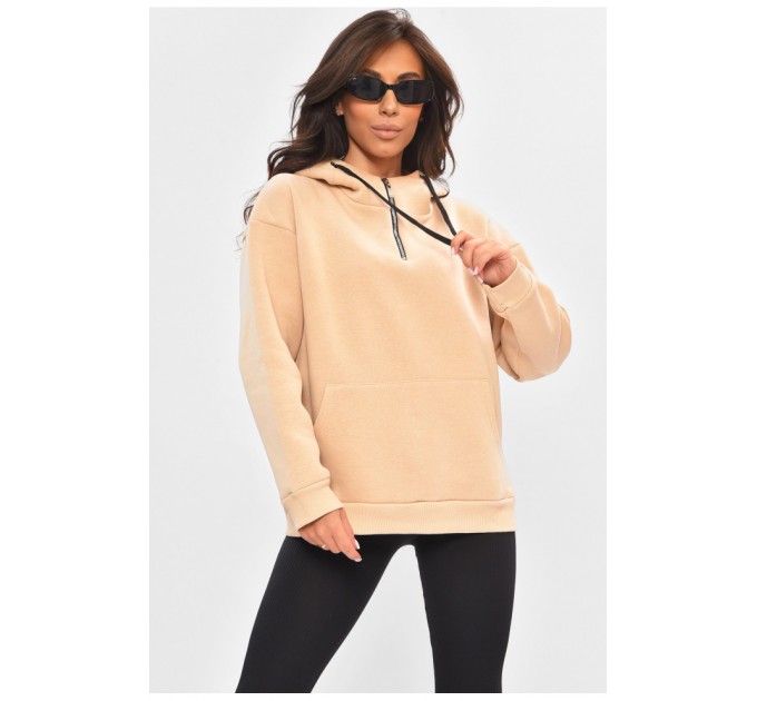 Худі жіноче на флісі світло-бежевого кольору 205190L