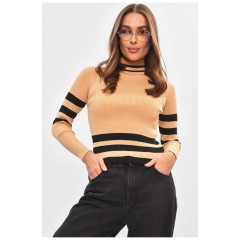 Гольф жіночий темно-бежевого кольору з принтом 205649L Гольф жіночий темно-бежевого кольору з принтом 205649L